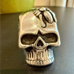 Men’s Skull Statement Ring | Size 12 | Silver Tone Gothic Biker Style